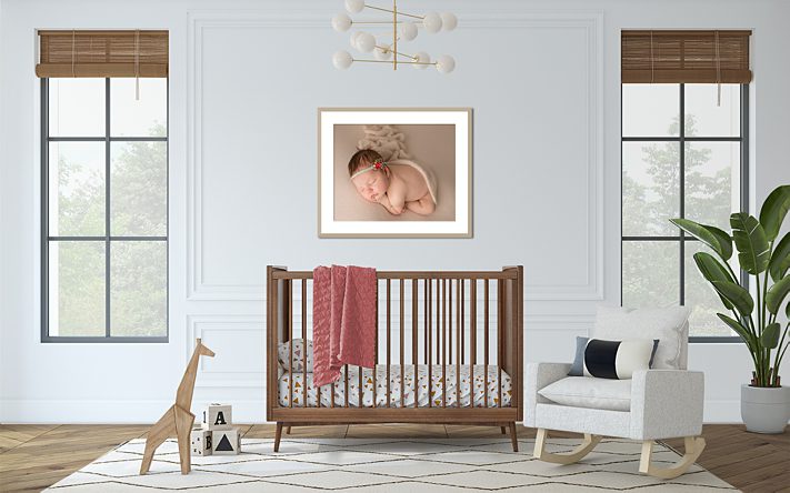 display of baby photo in nursery 